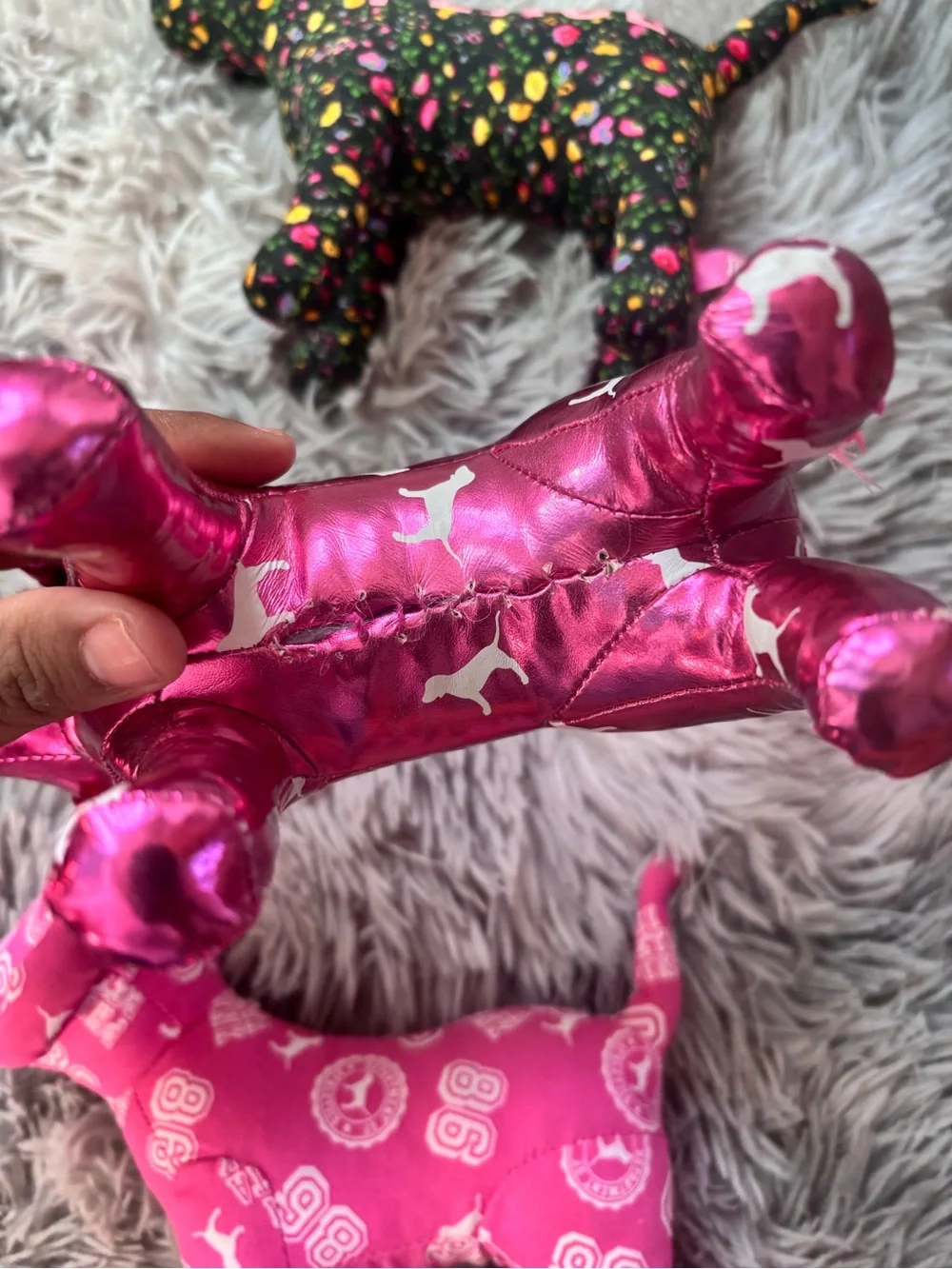 PINK Victoria's Secret Plush Dog Toy — Pink Metallic and Hot Pink Options